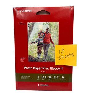 Canon Photo Paper Plus Glossy II PP-301 5x7 13 Sheets High Gloss Inkjet 5q